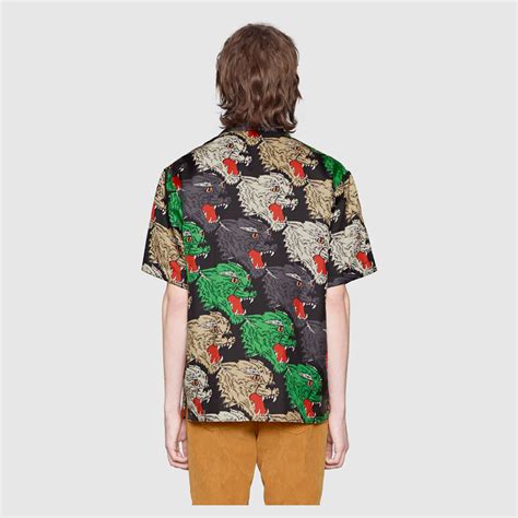 gucci panther face bowling shirt replica|gucci belt shirt real.